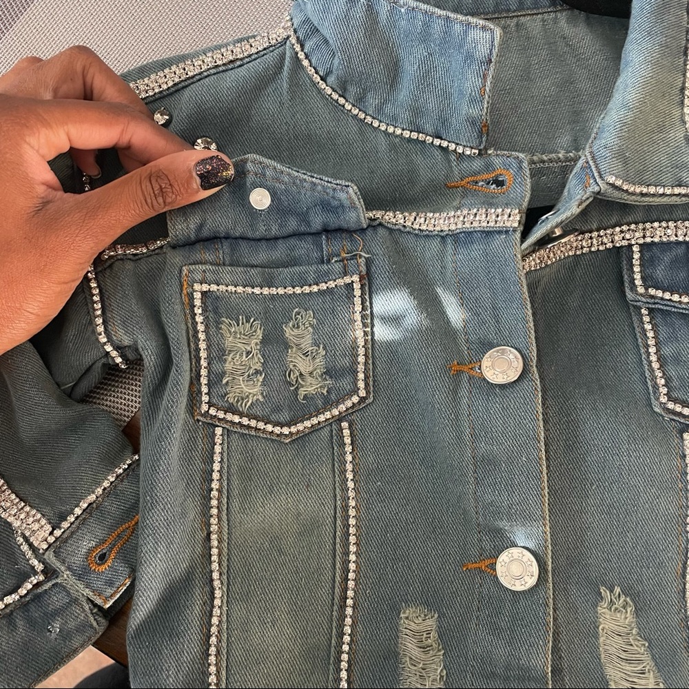Custom rhinestone Jean jacket - Picture 9 of 9